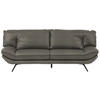 3-SITZER-SOFA in Echtleder Grau  - Schwarz/Grau, Design, Leder/Metall (226/95/95cm) - Celina