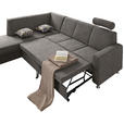 ECKSOFA Grau Flachgewebe  - Chromfarben/Grau, Design, Kunststoff/Textil (198/256cm) - Xora