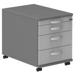 ROLLCONTAINER Anthrazit, Hellgrau  - Anthrazit/Hellgrau, KONVENTIONELL, Holzwerkstoff/Metall (42,7/54,4/60cm) - Moderano