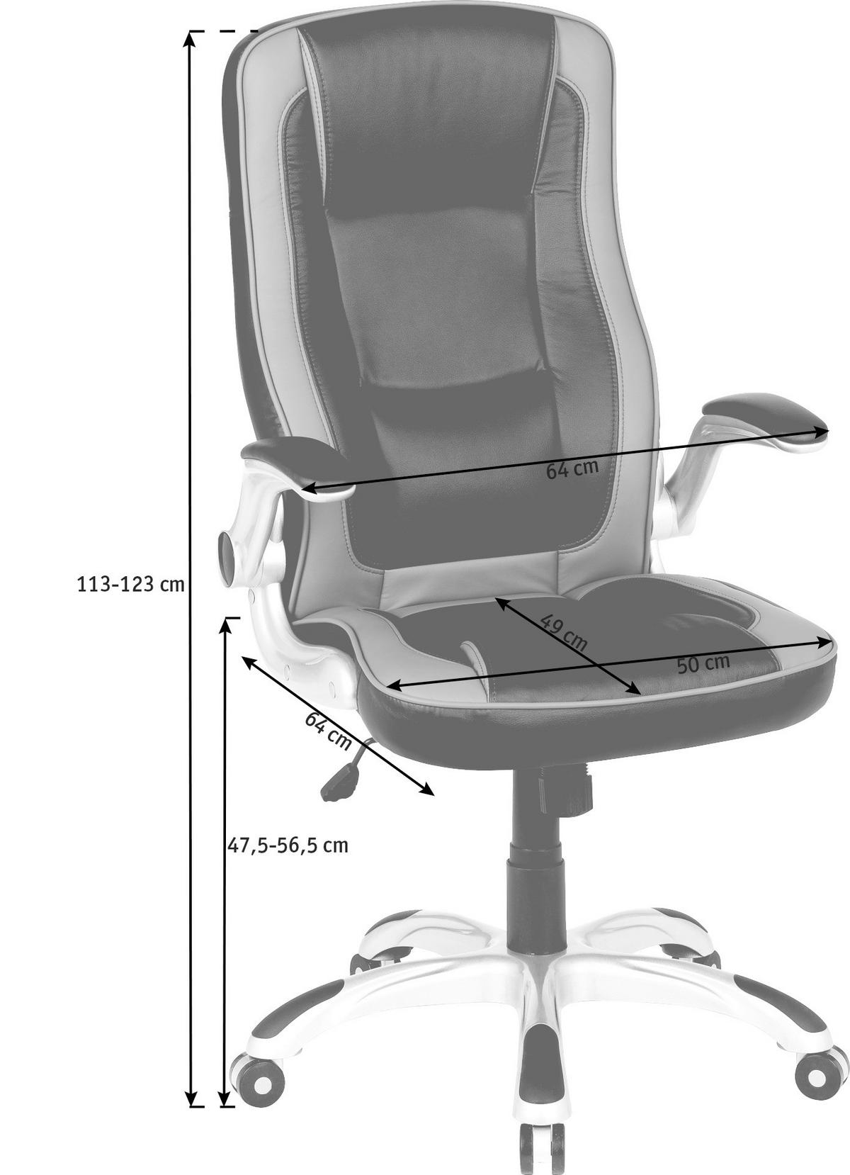 Scaun Directorial, imitație piele, maro, negru, argintiu - maro/argintiu, Konventionell, plastic/textil (64/113-123/64cm) - Xora