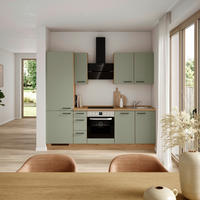 KÜCHENBLOCK Senso 240 cm  in Eichefarben, Olivgrün  - Eichefarben/Schwarz, MODERN, Holzwerkstoff/Metall (240cm) - Nobilia