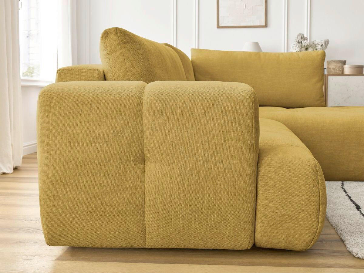 ECKSCHLAFSOFA FUJI Leinenoptik Gelb  inkl.  - Gelb/Schwarz, MODERN, Kunststoff/Textil (282/204cm)