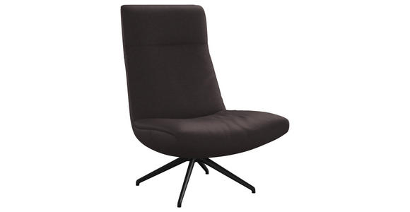 SESSEL in Echtleder Dunkelbraun  - Dunkelbraun/Schwarz, MODERN, Leder/Metall (74/105/92cm) - Johann Jakob