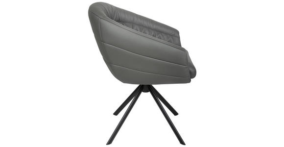 ARMLEHNSTUHL  in Eisen Echtleder pigmentiert  - Anthrazit/Schwarz, Design, Leder/Metall (62/82/64cm) - Belluti