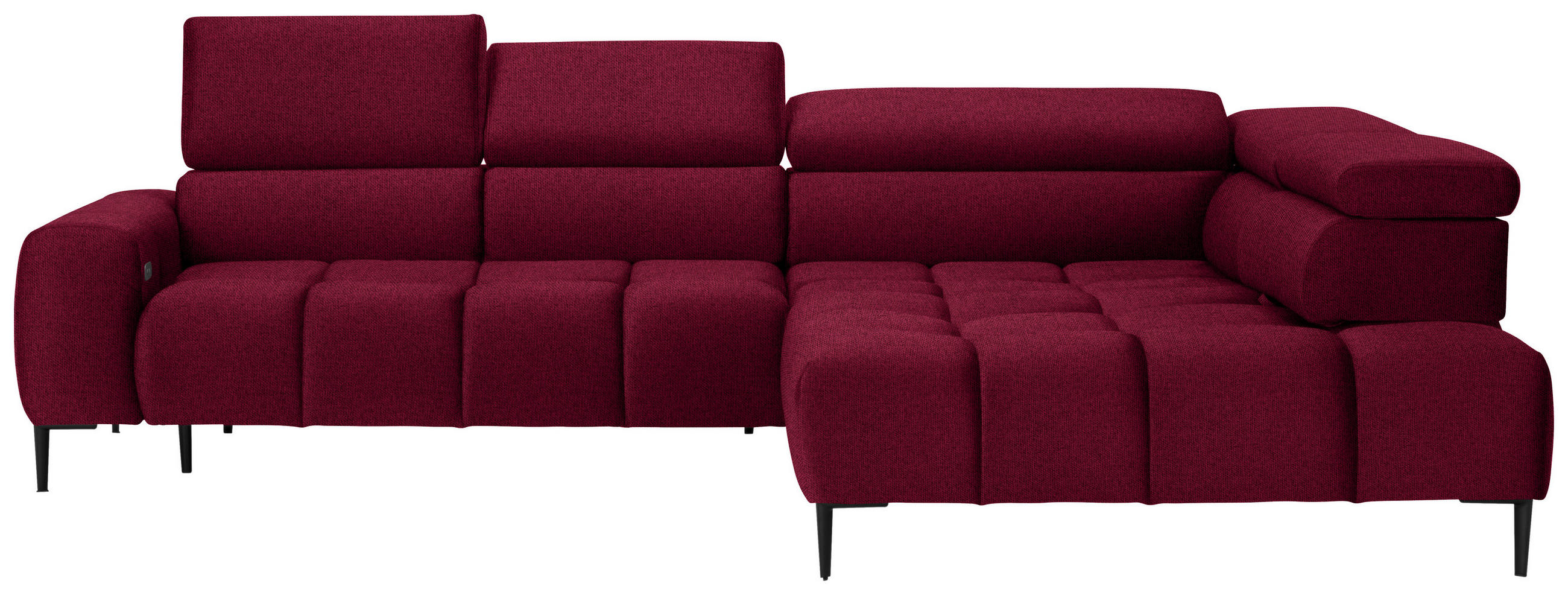 ECKSOFA Rot Webstoff  - Rot/Schwarz, Design, Textil/Metall (300/216cm) - Welnova