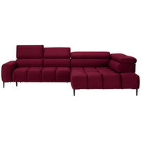 ECKSOFA in Webstoff Rot  - Rot/Schwarz, Design, Textil/Metall (300/216cm) - Welnova