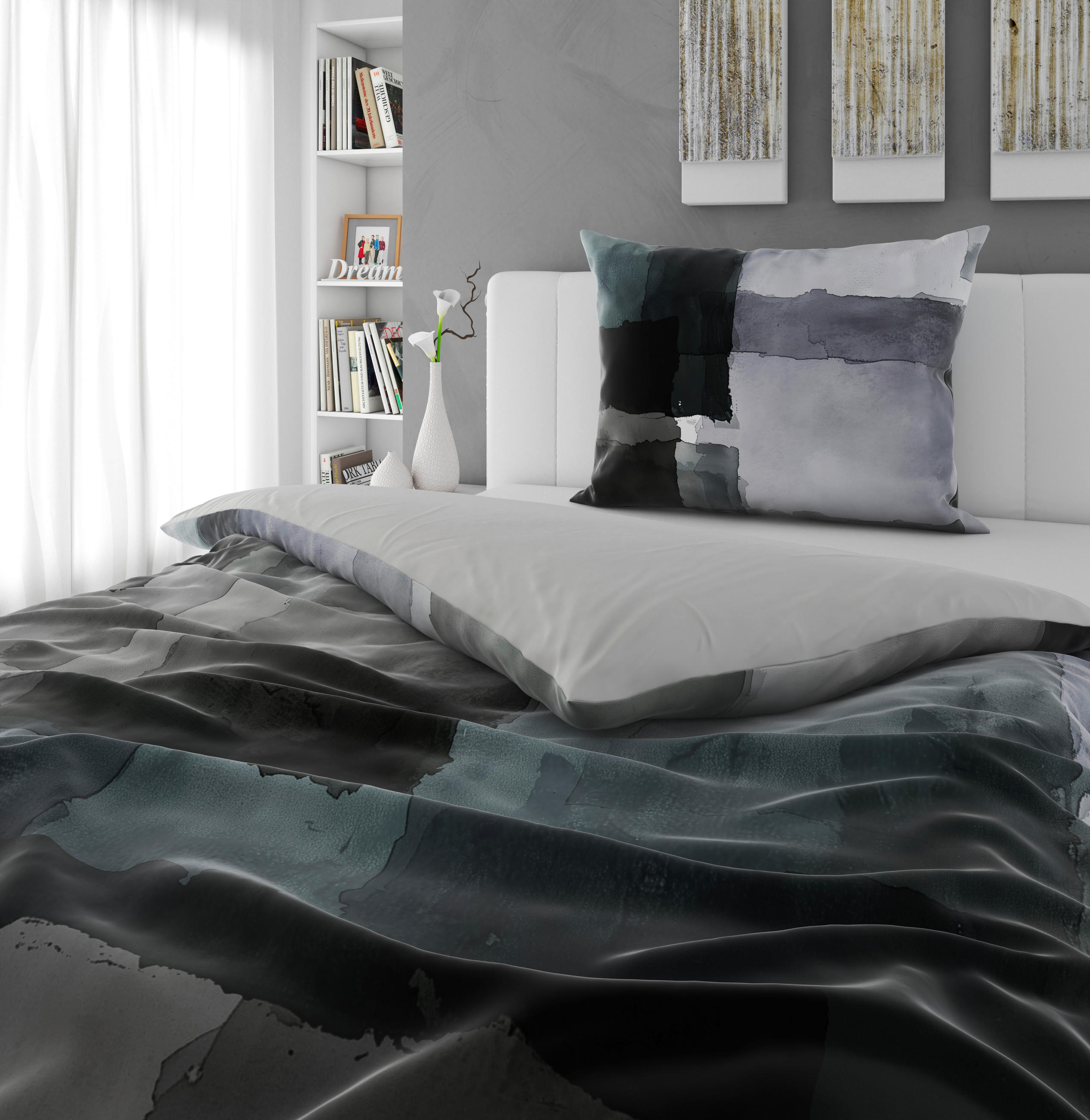 WENDEBETTWÄSCHE Satin 140/200 cm  - Grau, Textil (140/200cm) - Novel