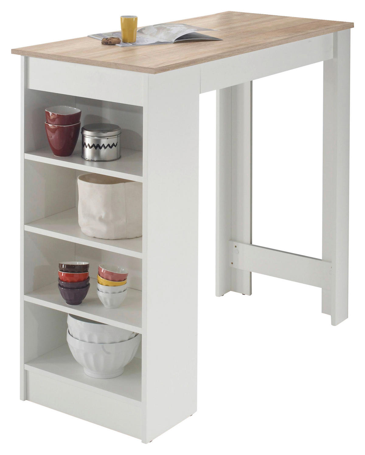 BARTISCH in Holzwerkstoff 115/50/103 cm   - Weiss/Eichefarben, Design, Holzwerkstoff (115/50/103cm) - MID.YOU