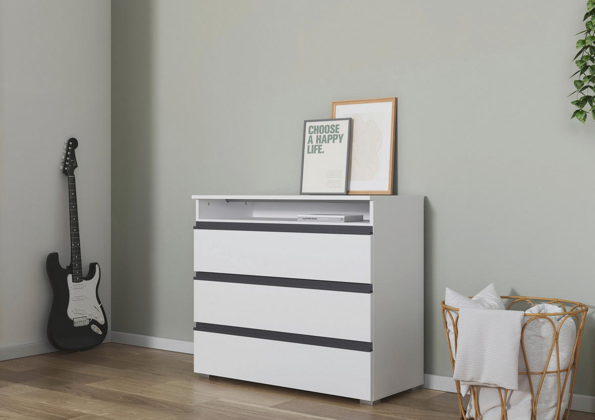KOMMODE  in 93/81/42 cm  - Silberfarben/Graphitfarben, Trend, Holzwerkstoff (93/81/42cm) - Xora