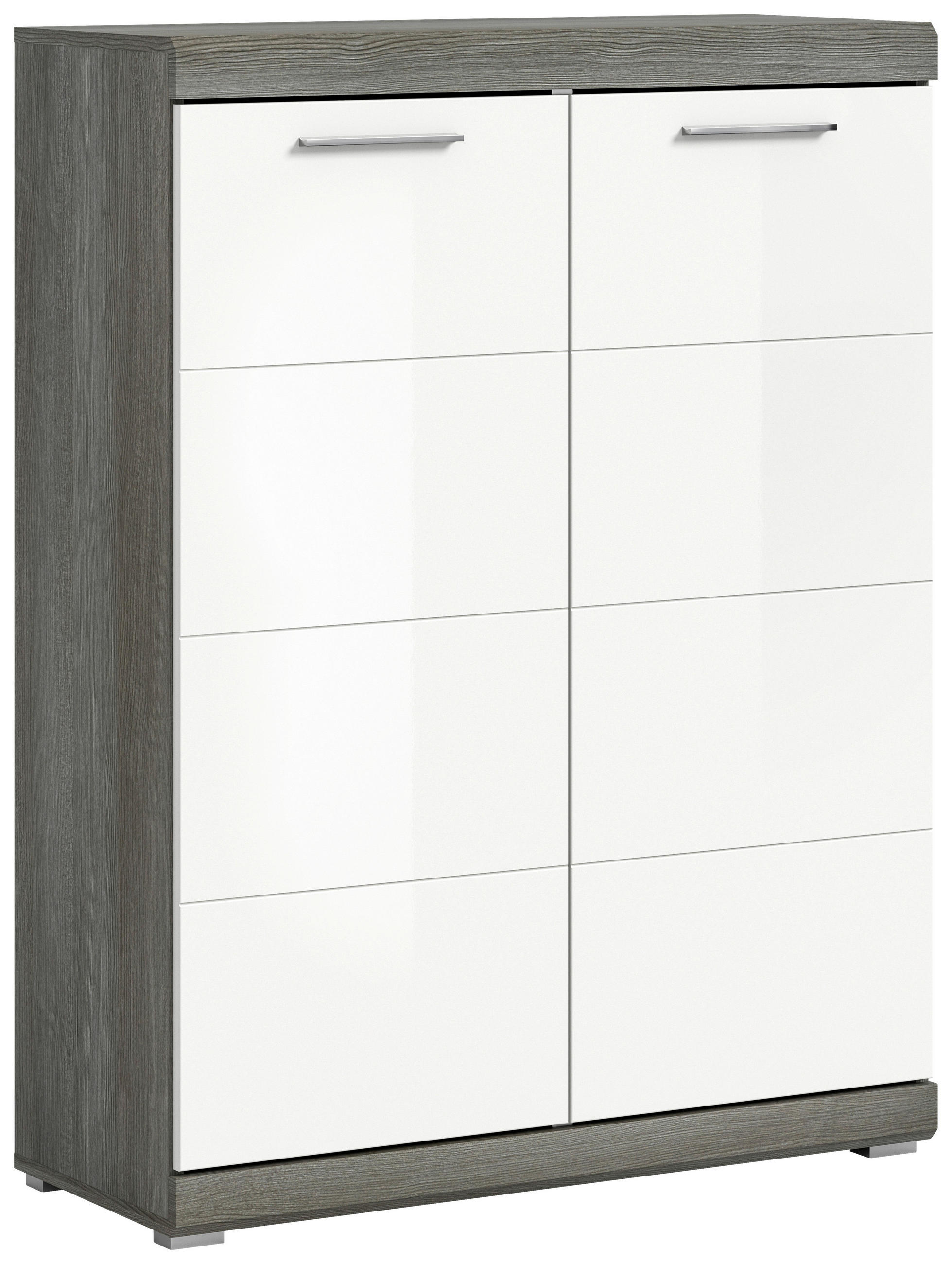 SCHUHSCHRANK Weiß Hochglanz  - Chromfarben/Weiß Hochglanz, Design, Holzwerkstoff/Kunststoff (90/120/37cm) - MID.YOU