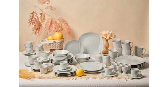 KOMBISERVICE Grau, Weiß, Sandfarben, Beige Concerto 62-teilig 6 Personen  - Sandfarben/Beige, Basics, Keramik - Novel