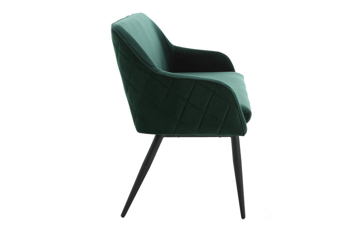 SITZBANK 160/85/61 cm Samt Waldgrün Metall  - Waldgrün/Schwarz, MODERN, Textil/Metall (160/85/61cm) - Livetastic