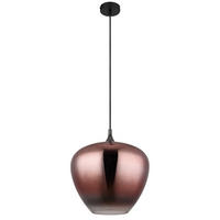 HÄNGELEUCHTE 40/120 cm  - Schwarz/Kupferfarben, Design, Glas/Metall (40/120cm) - Globo