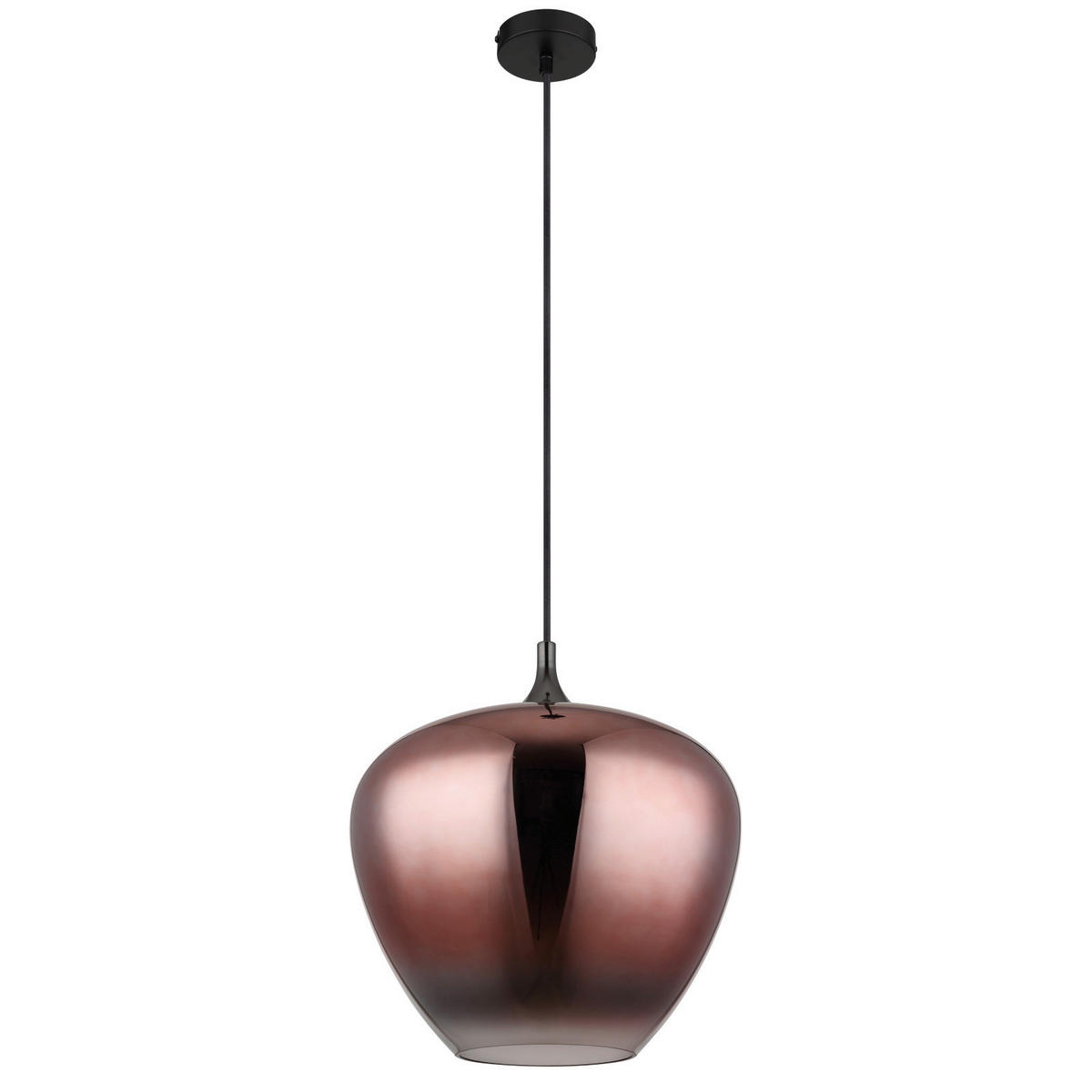 HÄNGELEUCHTE 40/120 cm  - Schwarz/Kupferfarben, Design, Glas/Metall (40/120cm) - Globo