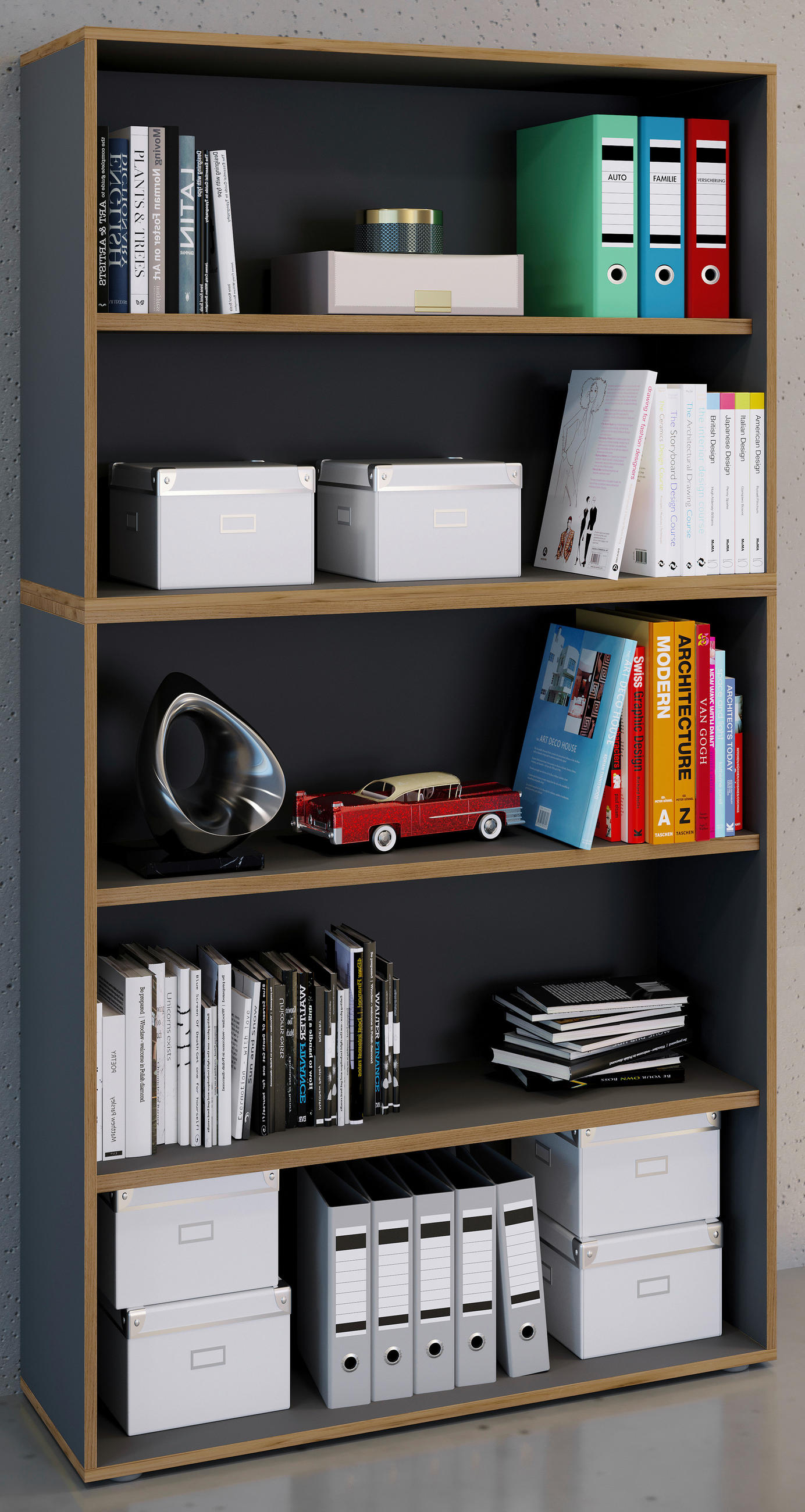 AKTENREGAL 100/183/33 cm  - Honigeiche/Anthrazit, Design, Holzwerkstoff/Kunststoff (100/183/33cm) - MID.YOU