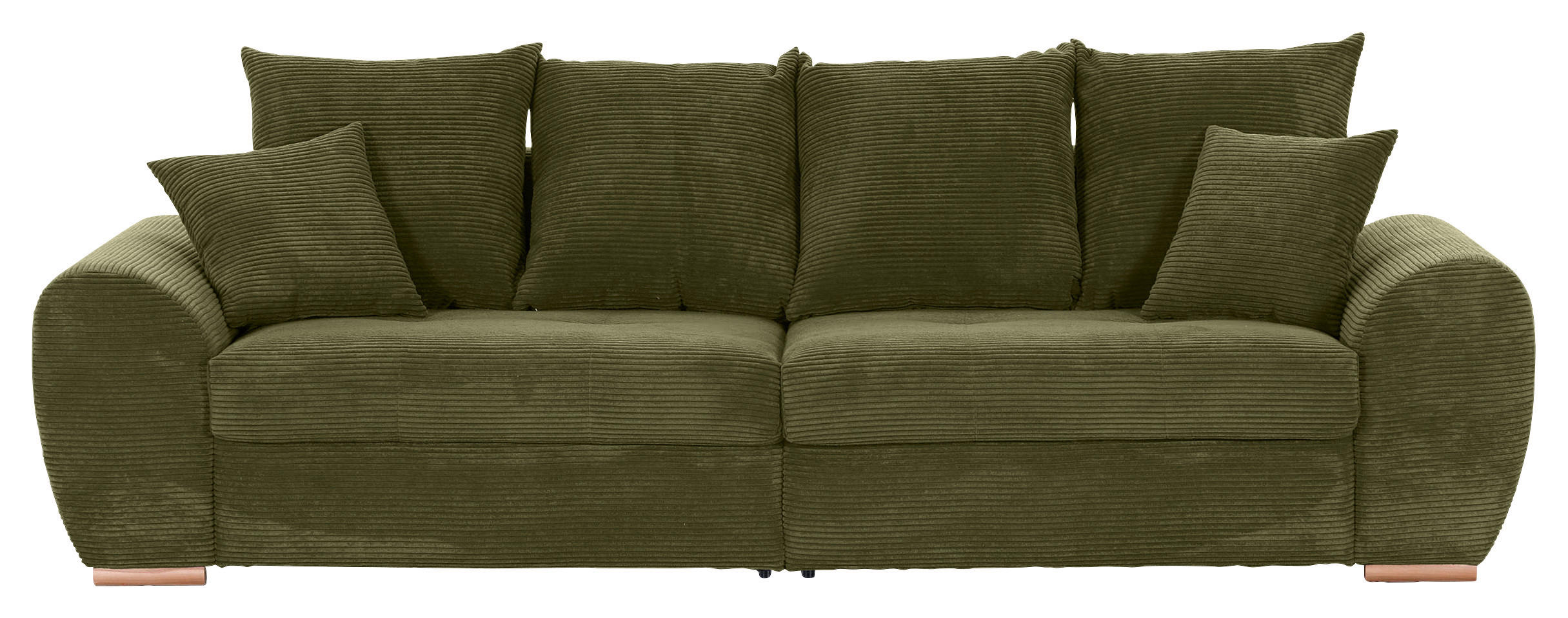BIGSOFA Cord Dunkelgrün  - Dunkelgrün/Eichefarben, KONVENTIONELL, Holz/Textil (270/72/109cm) - Carryhome