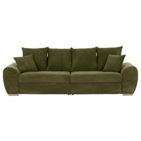 BIGSOFA in Cord Dunkelgrün  - Dunkelgrün/Eichefarben, KONVENTIONELL, Holz/Textil (270/72/109cm) - Carryhome