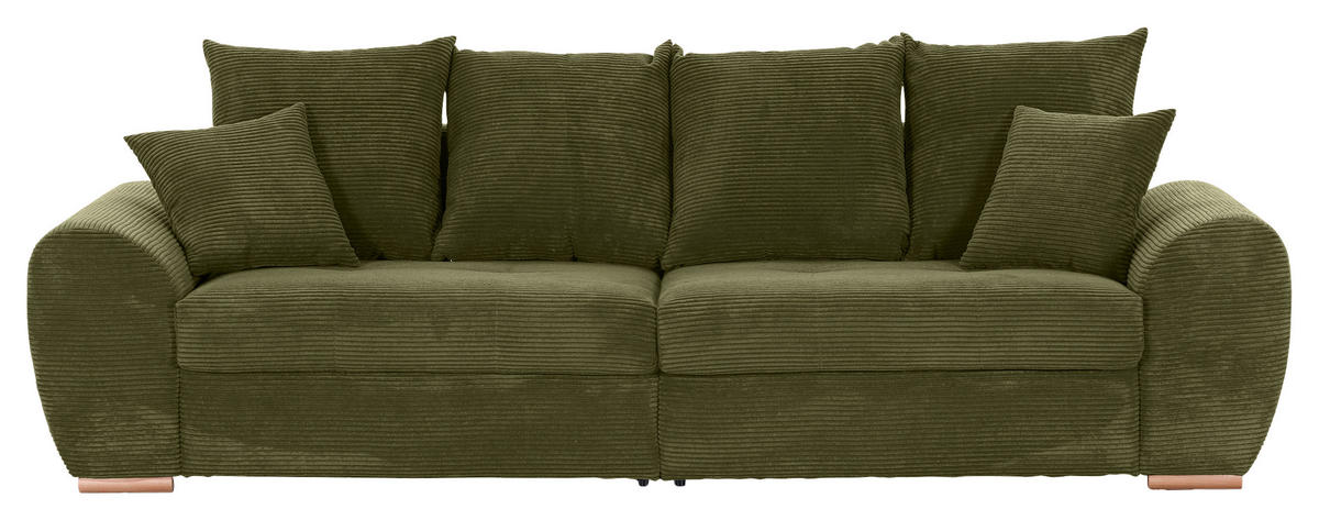 BIGSOFA in Cord Dunkelgrün  - Dunkelgrün/Eichefarben, KONVENTIONELL, Holz/Textil (270/72/109cm) - Carryhome