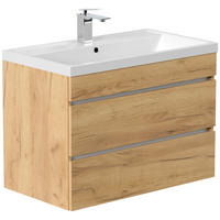 WASCHTISCHKOMBI 80 cm  - Eichefarben/Weiß, Trend, Holzwerkstoff/Stein (80cm) - MID.YOU
