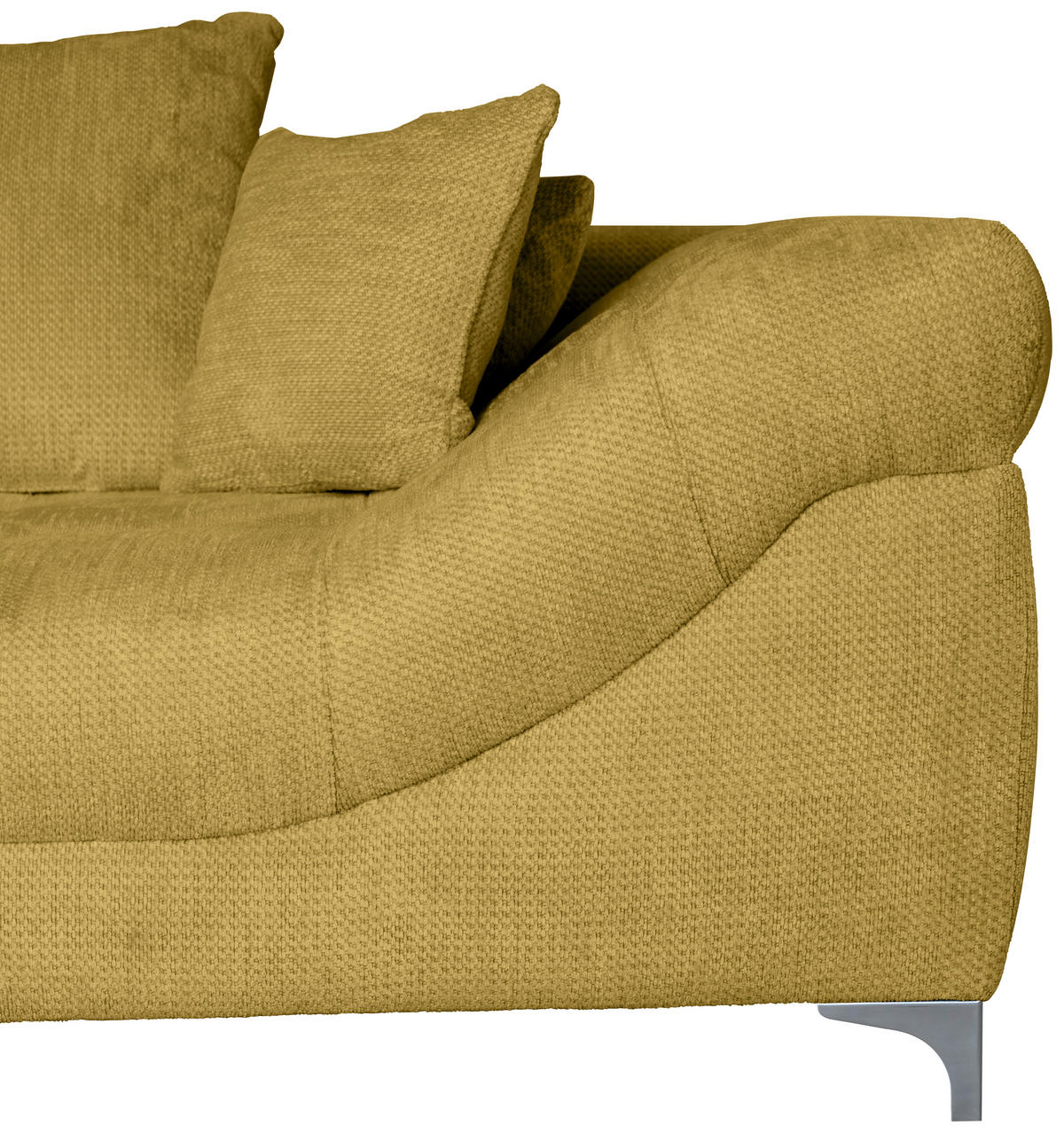 ECKSOFA Senfgelb Chenille  - Chromfarben/Senfgelb, KONVENTIONELL, Textil/Metall (227/329cm) - Carryhome