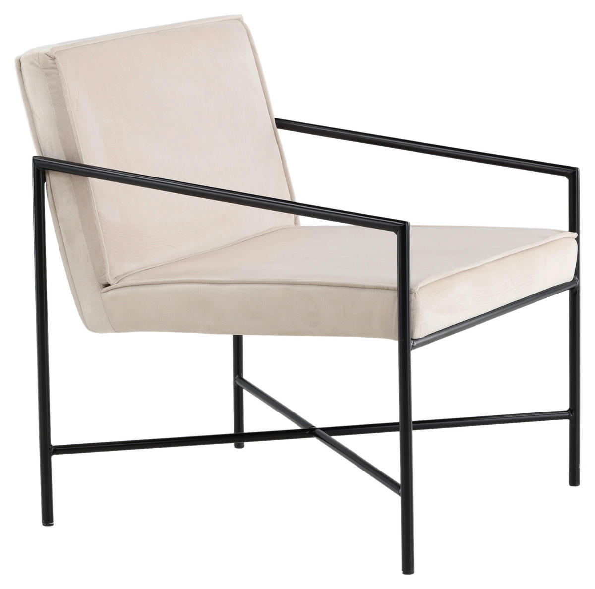 SESSEL in Samt Schwarz, Beige  - Beige/Schwarz, Design, Textil/Metall (66/78/65cm) - Livetastic