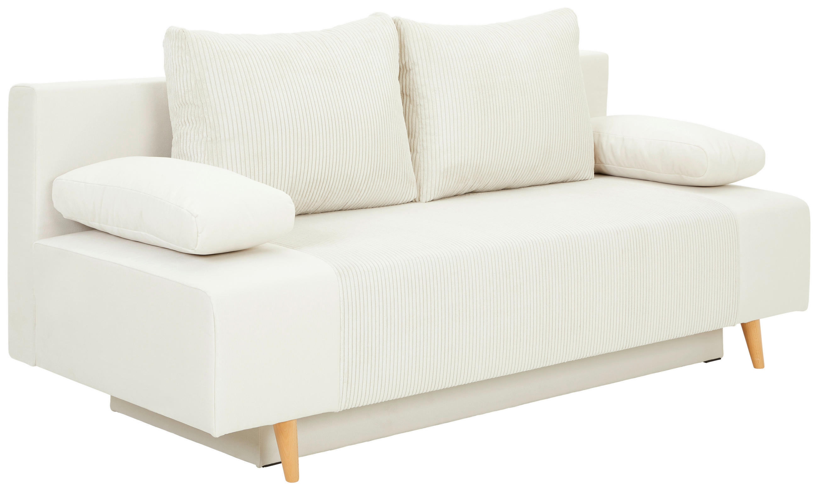 ZOFA S POSTELJNO FUNKCIJO,  krem barve tekstil  - krem barve/barve bukve, Konvencionalno, tekstil/les (191/92/89cm) - MID.YOU