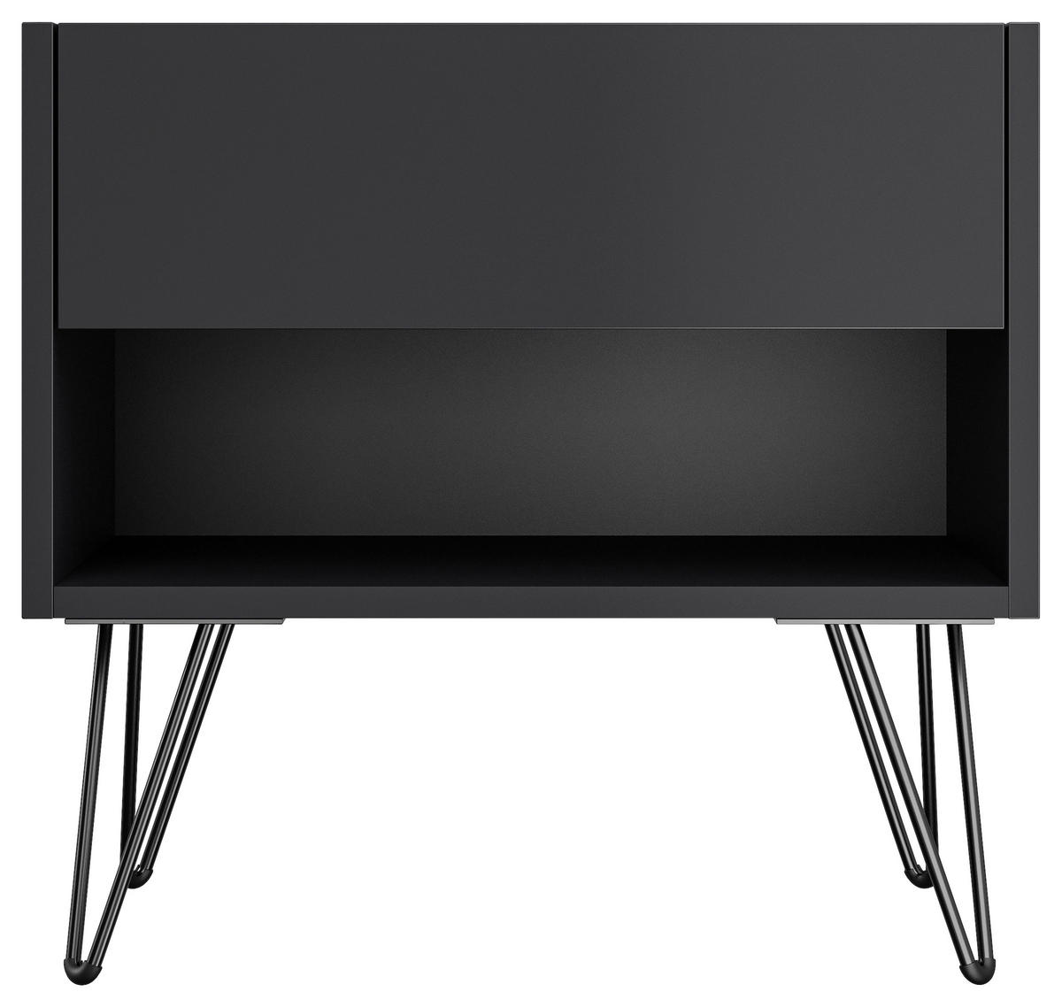 NACHTTISCH 51,2/50/35,6 cm  in Graphitfarben  - Graphitfarben/Schwarz, Basics, Holzwerkstoff/Metall (51,2/50/35,6cm) - MID.YOU