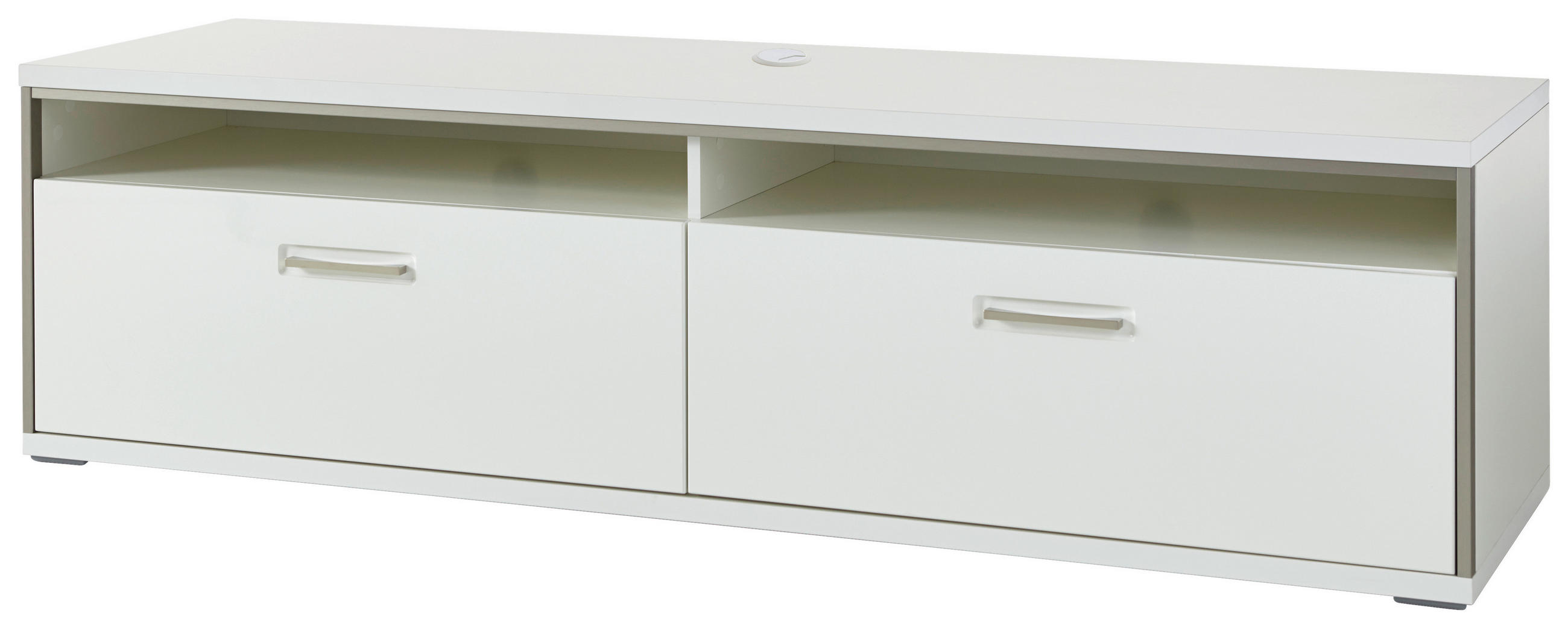 Livetastic SKRINKA POD TV, sivá, strieborná, biela, biela s vysokým leskom, 184/51/52 cm