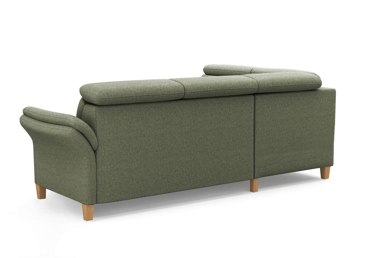 ECKSOFA GLENDALE E in Flachgewebe Olivgrün  193/247 cm  - Eichefarben/Olivgrün, KONVENTIONELL, Holz/Textil (193/247cm) - Sit & More