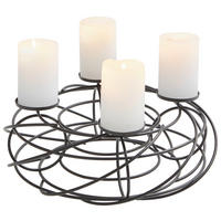 ADVENTSKRANZ  - Schwarz, MODERN, Metall (35cm) - Justinus