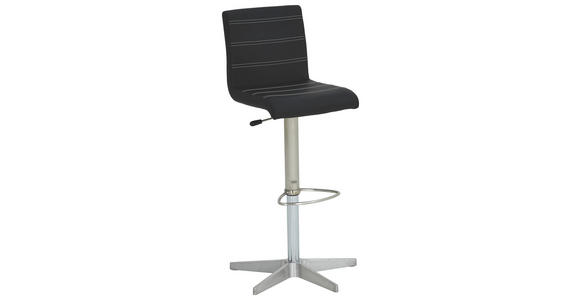 BARHOCKER in Metall, Textil Schwarz, Alufarben - Schwarz/Alufarben, Design, Textil/Metall (54/86-111/54cm) - Dieter Knoll