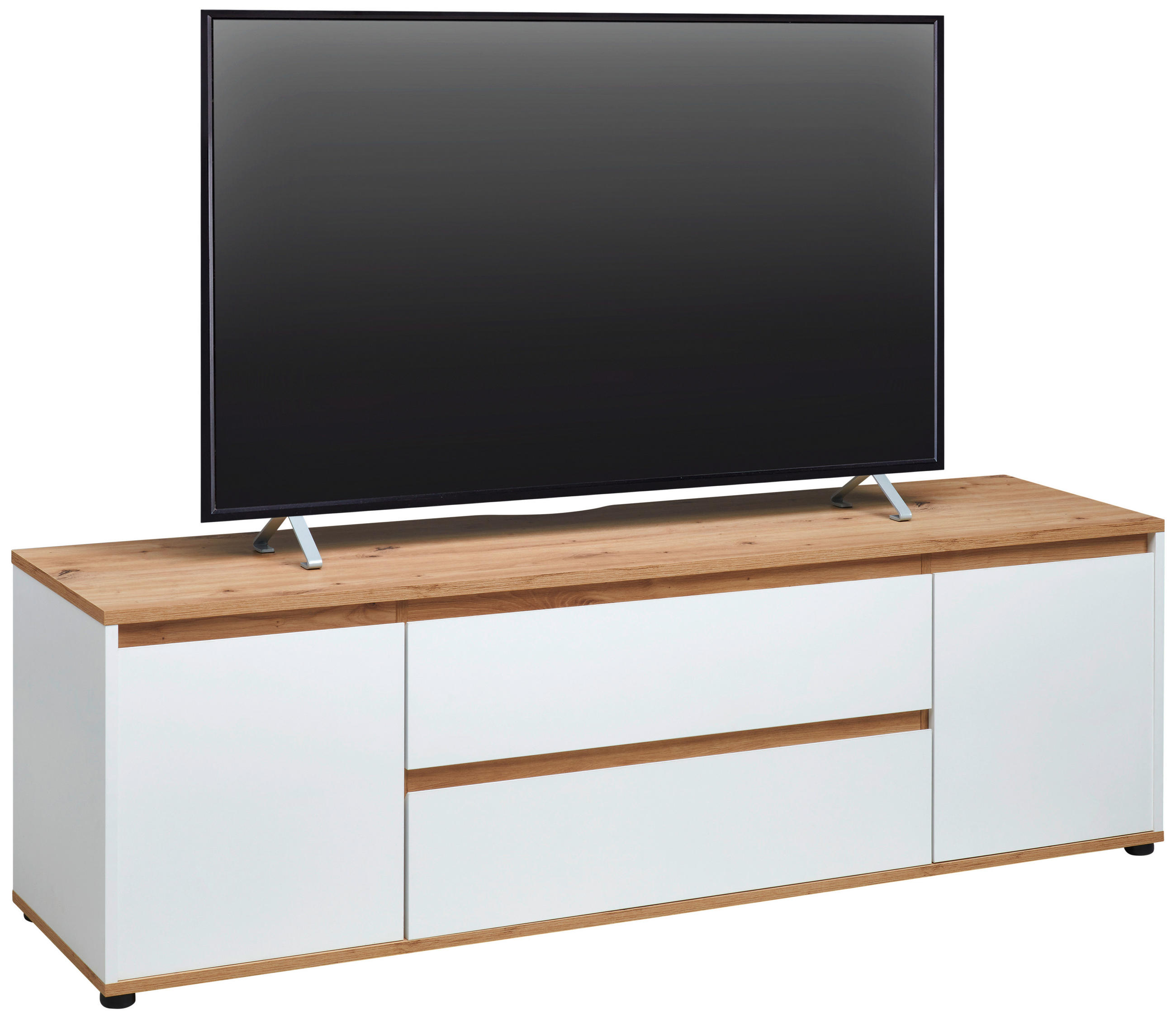 NIZKA OMARICA bela, hrast artisan  - bela/hrast artisan, Moderno, leseni material (160/50/42cm) - Carryhome