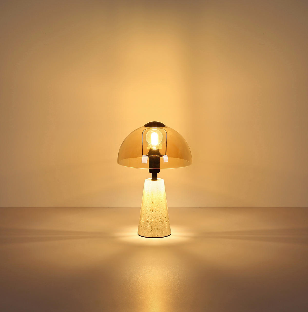 TISCHLEUCHTE 20/31 cm   - Bernsteinfarben/Schwarz, Basics, Glas/Metall (20/31cm) - Globo