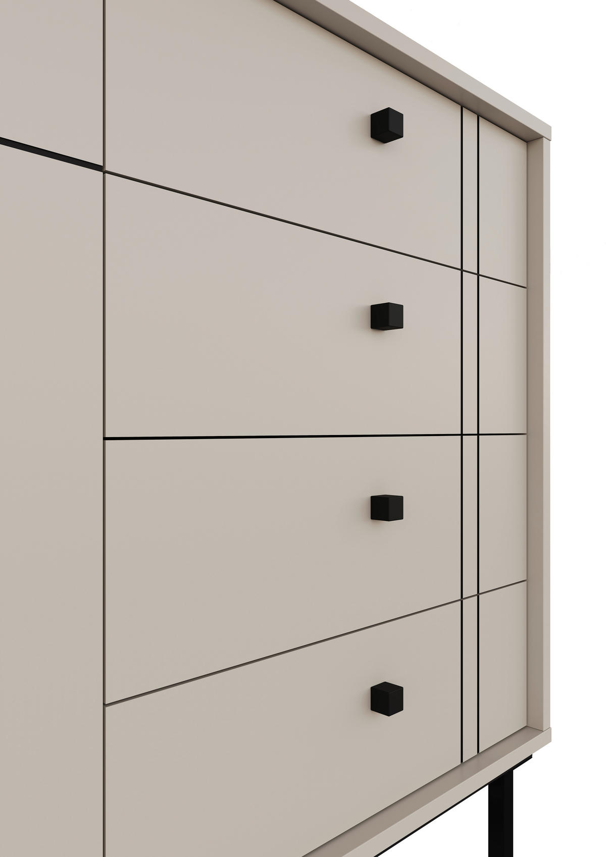 SIDEBOARD  in 160,2/81,8/37 cm  - Kaschmir/Schwarz, MODERN, Holzwerkstoff/Kunststoff (160,2/81,8/37cm) - Carryhome