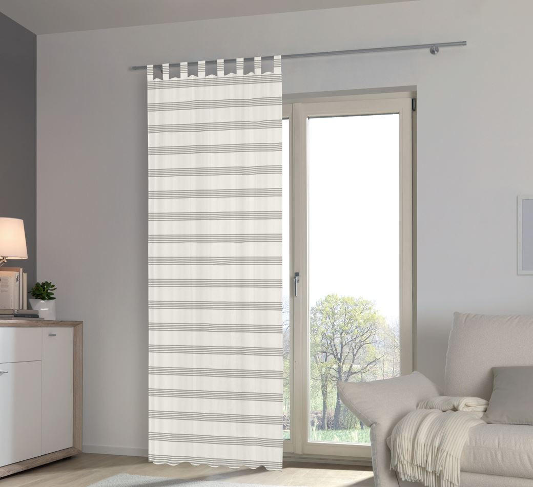 ZÁVĚS S POUTKY, neprůsvitné, 140/245 cm - šedá/přírodní barvy, Basics, textil (140/245cm) - Esposa