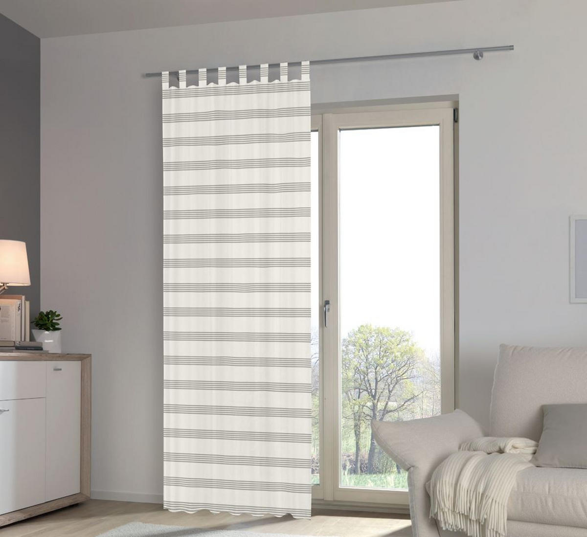 ZÁVES S PÚTKAMI, nepriehľadné, 140/245 cm - sivá/prírodná farba, Basics, textil (140/245cm) - Esposa