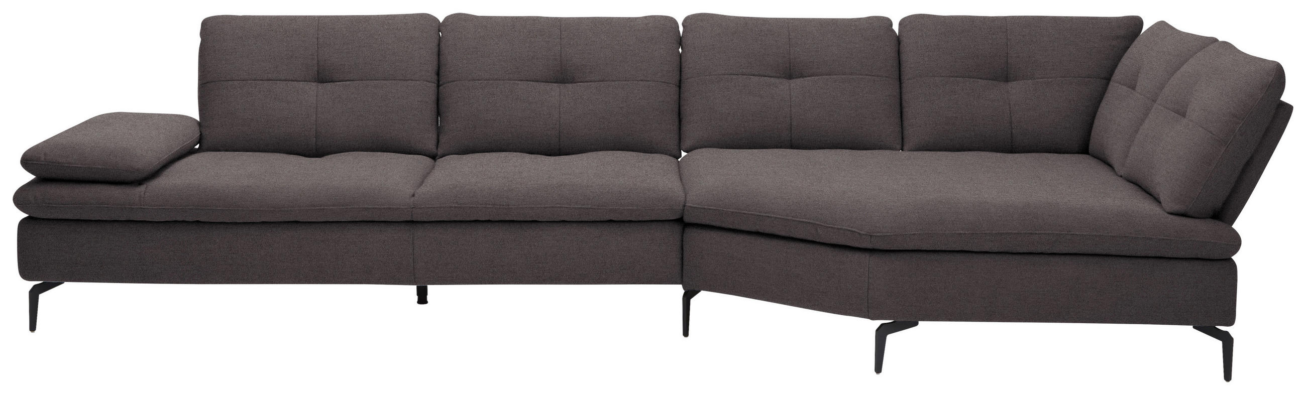 ECKSOFA  in Flachgewebe Graphitfarben  344/157 cm  - Schwarz/Graphitfarben, Design, Textil/Metall (344/157cm) - Chilliano