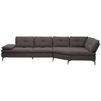 ECKSOFA Flachgewebe Graphitfarben  - Schwarz/Graphitfarben, Design, Textil/Metall (344/157cm) - Chilliano
