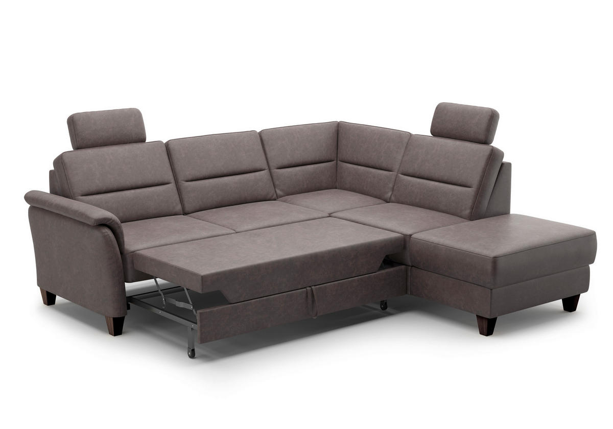 ECKSOFA in Mikrofaser Braun  236/212 cm  - Wengefarben/Braun, KONVENTIONELL, Holz/Textil (236/212cm) - Sit & More
