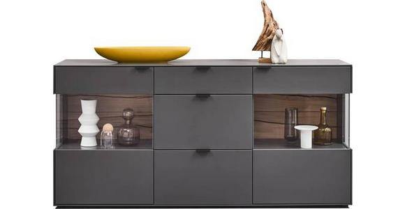 SIDEBOARD 181,9/87,9/45,2 cm  - Graphitfarben, Design, Glas/Holzwerkstoff (181,9/87,9/45,2cm) - Dieter Knoll