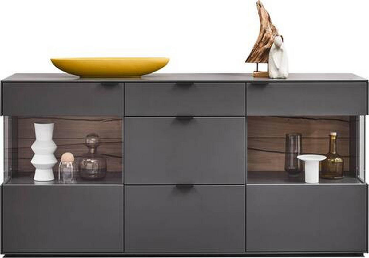 SIDEBOARD Graphitfarben, Eichefarben  181,9/87,9/45,2 cm  - Eichefarben/Graphitfarben, Design, Glas/Holzwerkstoff (181,9/87,9/45,2cm) - Dieter Knoll