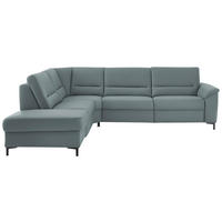 ECKSOFA  in Echtleder Blaugrau  249/290 cm  - Blaugrau/Schwarz, KONVENTIONELL, Leder/Metall (249/290cm) - Beldomo Premium