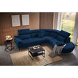 ECKSOFA in Velours Dunkelblau  - Schwarz/Dunkelblau, Design, Textil/Metall (299/264cm) - Novel