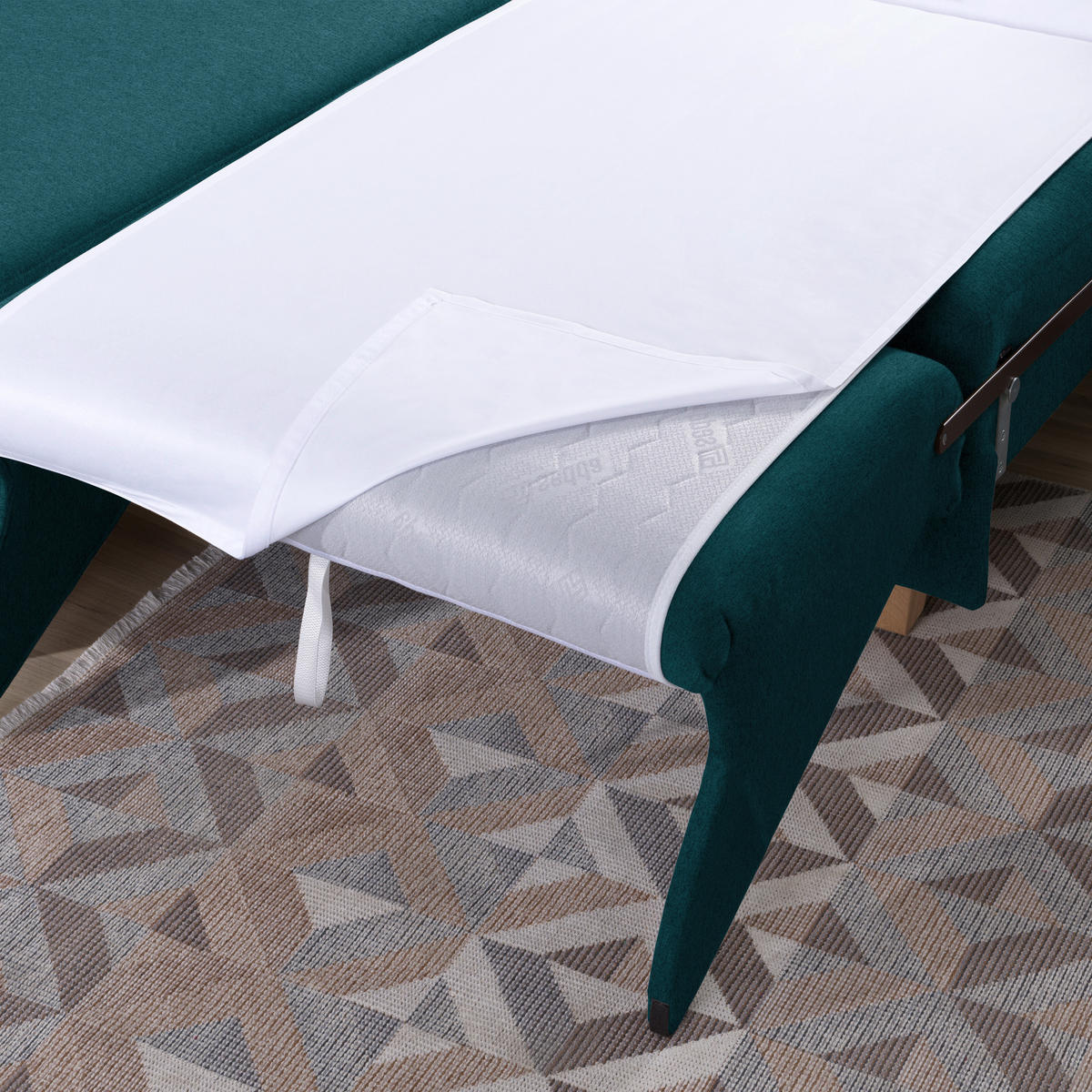 ECKSOFA in Flachgewebe Petrol  203/261 cm  - Eichefarben/Petrol, KONVENTIONELL, Holz/Textil (203/261cm) - Sedda