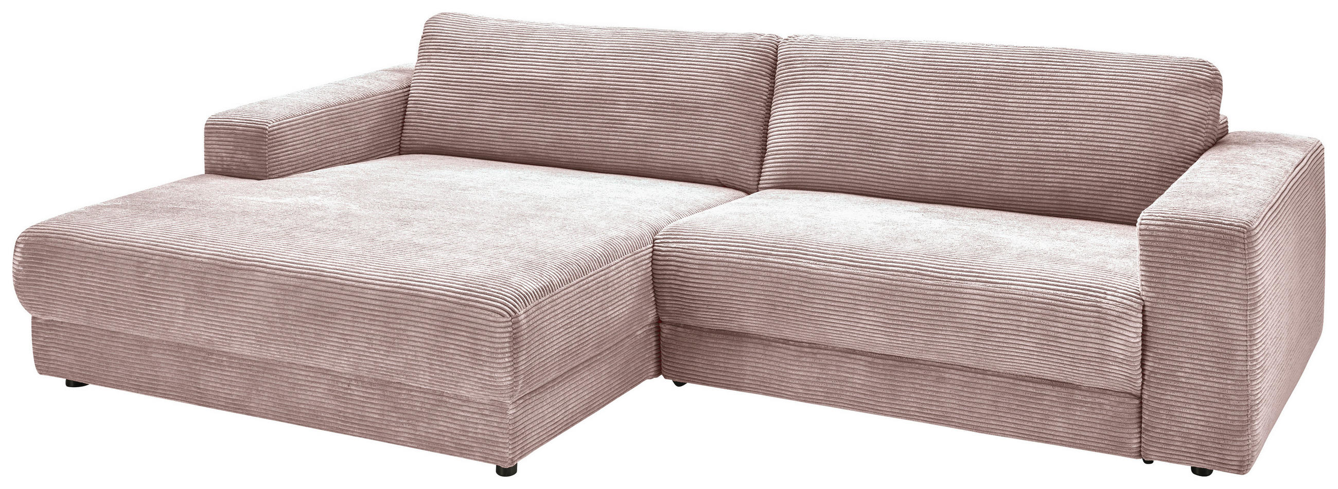 ECKSOFA in Cord Rosa  - Schwarz/Rosa, Design, Kunststoff/Textil (168/296cm) - Pure Home Lifestyle
