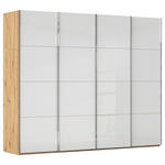 SCHWEBETÜRENSCHRANK 271/223/68 cm 4-türig Weiß, Eiche Artisan  - Chromfarben/Weiß, Design, Glas/Holzwerkstoff (271/223/68cm) - Novel