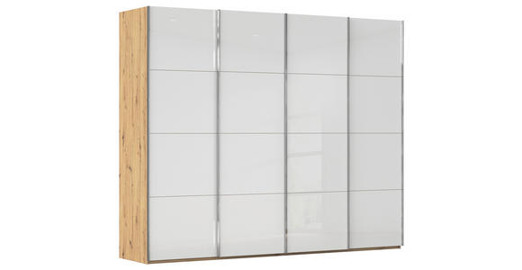 SCHWEBETÜRENSCHRANK - Chromfarben/Weiß, Design, Glas/Holzwerkstoff (271/235/68cm) - Novel