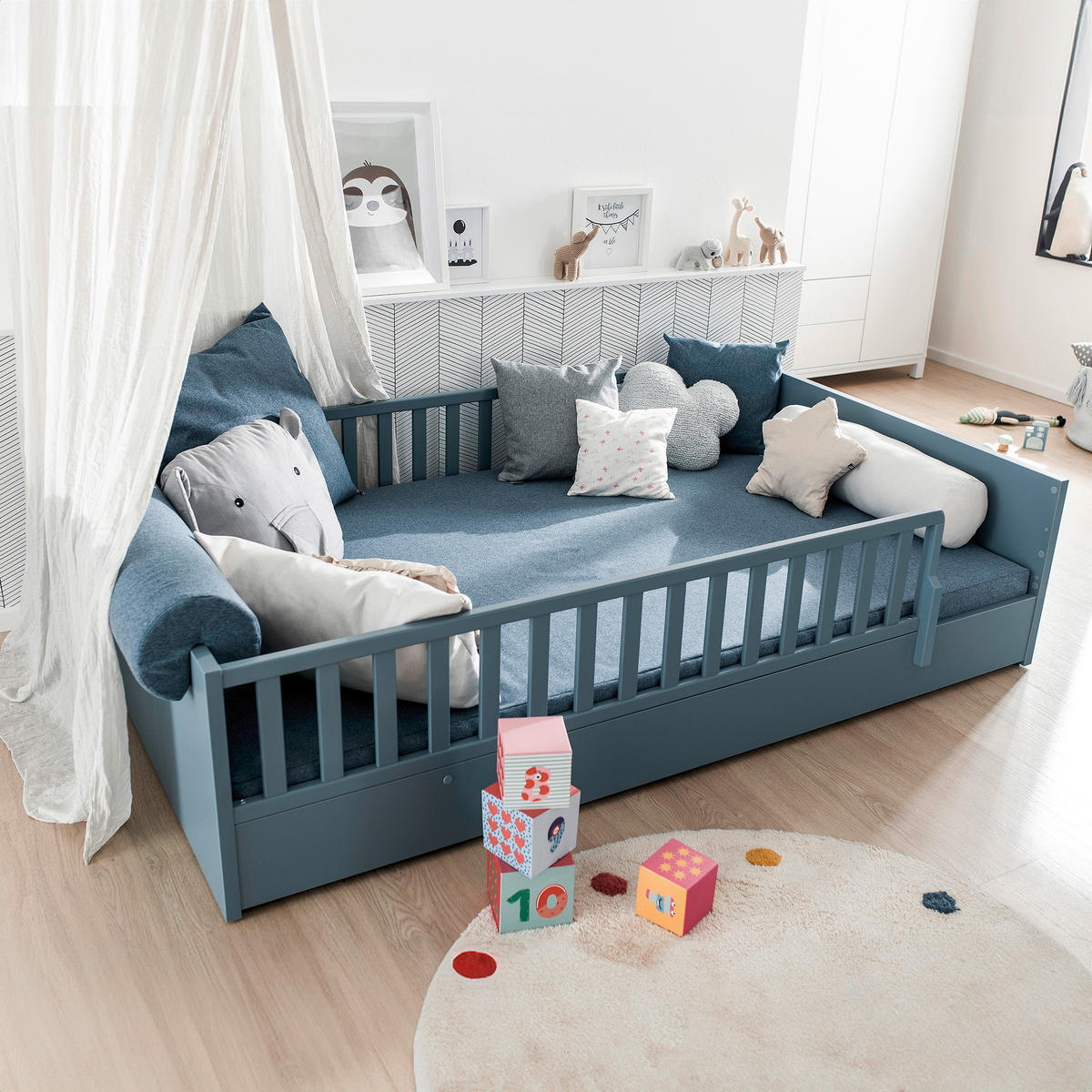BODENBETT Little Flo Blau  - Blau/Schwarz, Basics (120/200cm) - Paidi