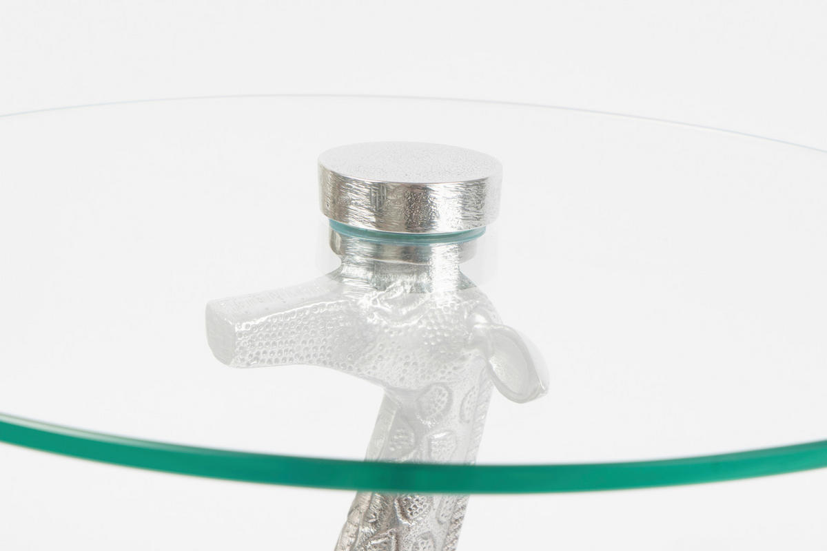 BEISTELLTISCH 40/40/58 cm Silberfarben rund  - Silberfarben, Design, Glas/Metall (40/40/58cm) - Kayoom