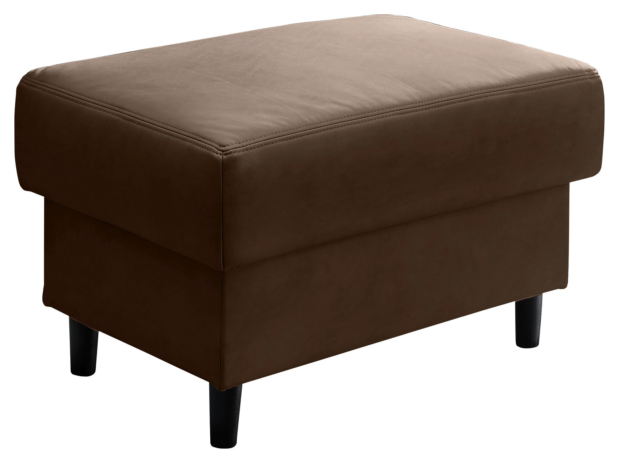 HOCKER Lederlook Braun  - Schwarz/Braun, MODERN, Holz/Textil (76/46/55cm) - Livetastic